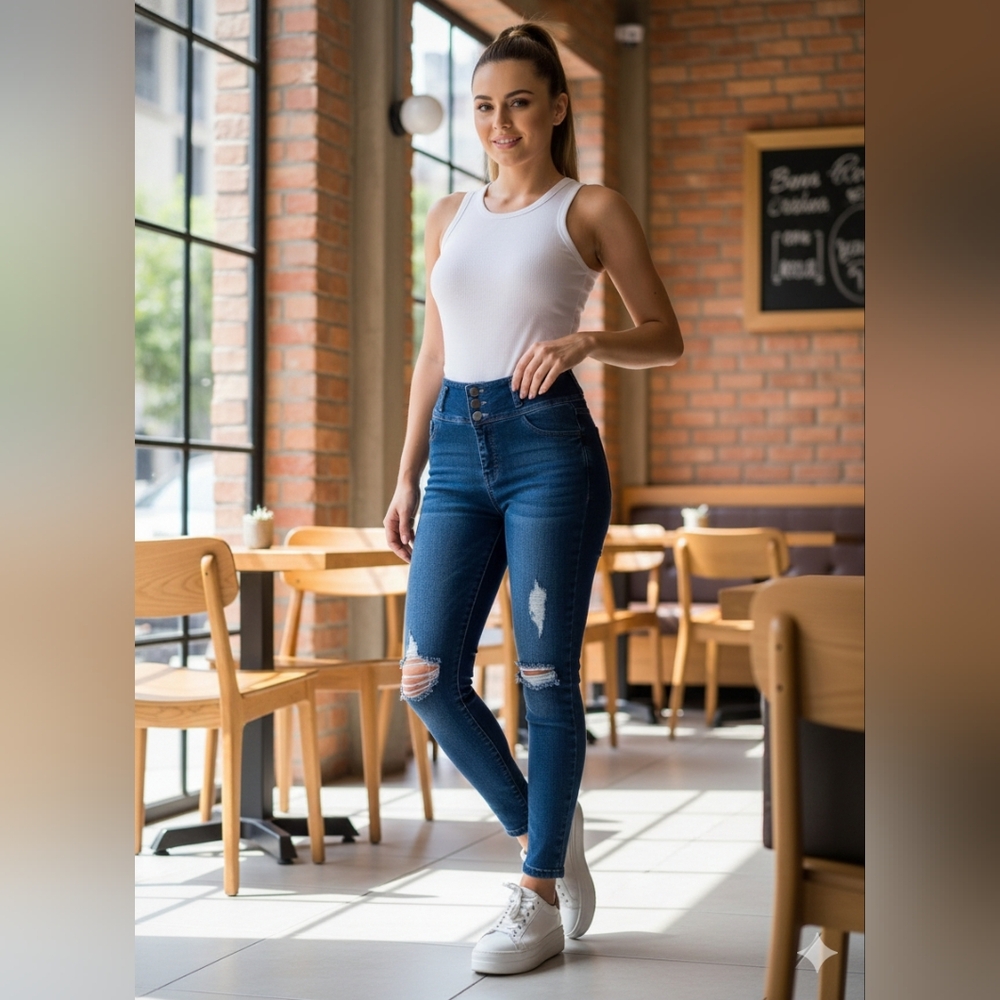 Women's fitted jeans with butt-lifting effect, super comfortable and stretchy